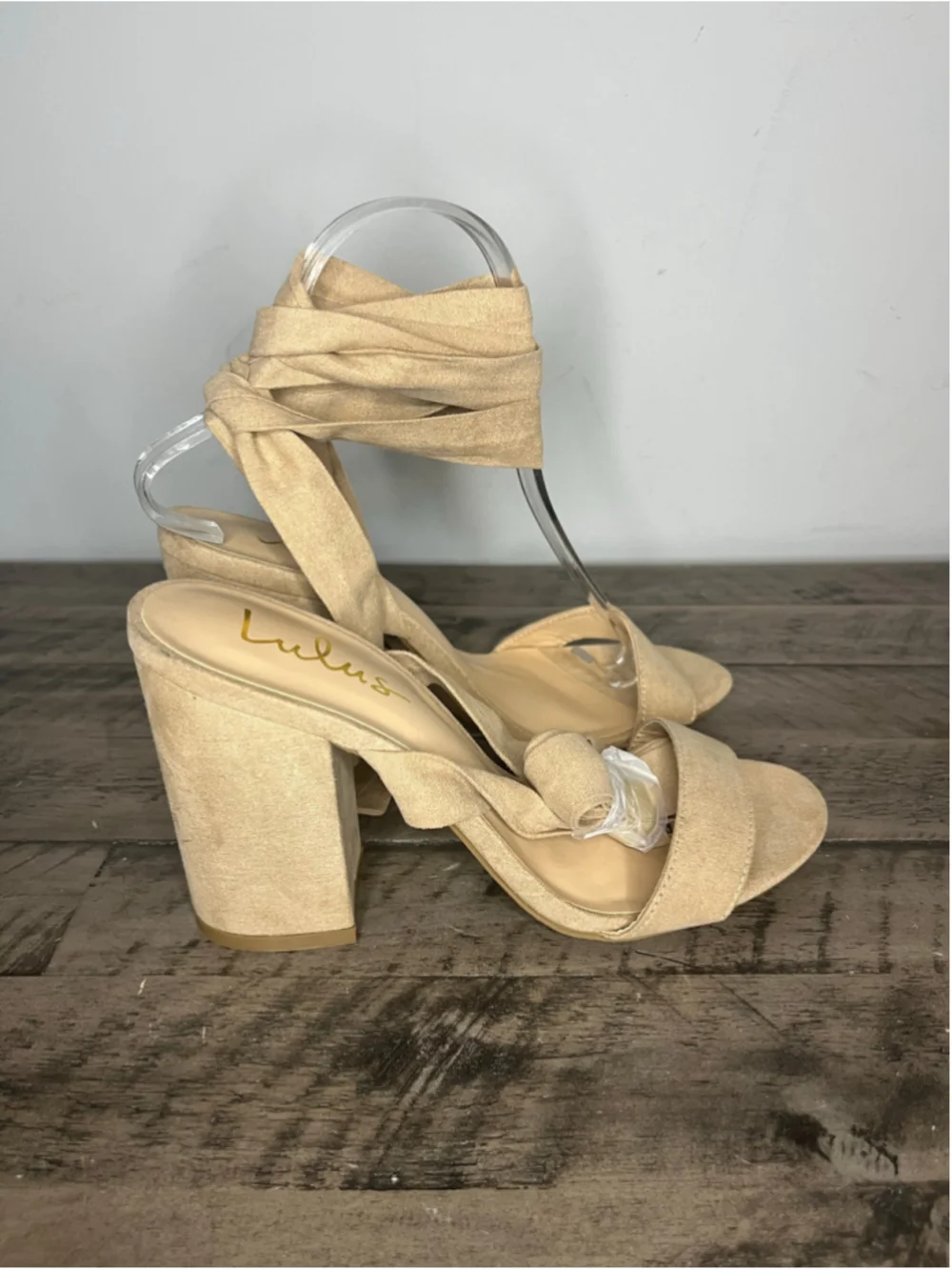 Lulus Beige Lace-Up Block Heel Sandals